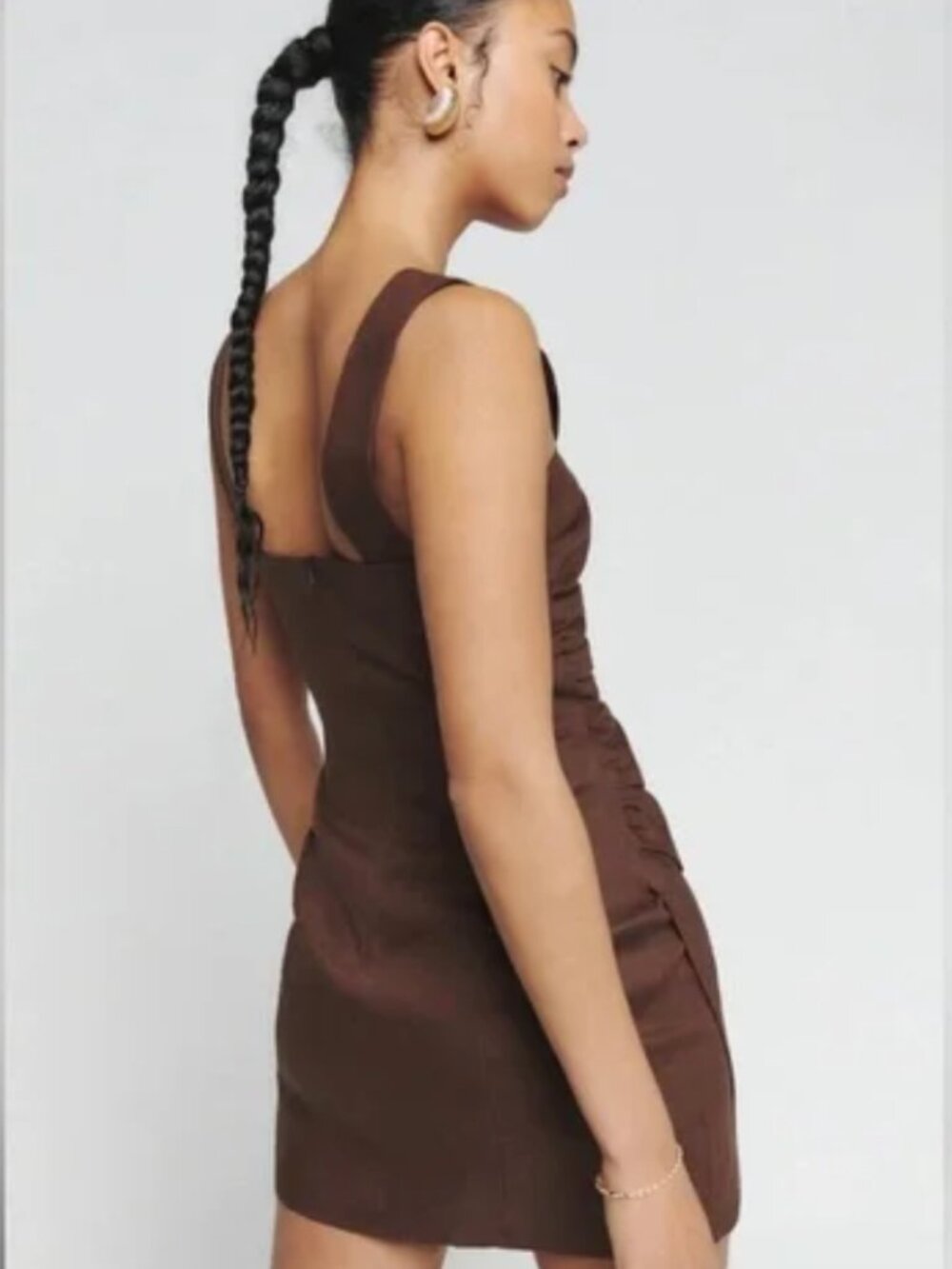 Reformation Kerrigan Linen Dress Brown Size 0 - Picture 3 of 5